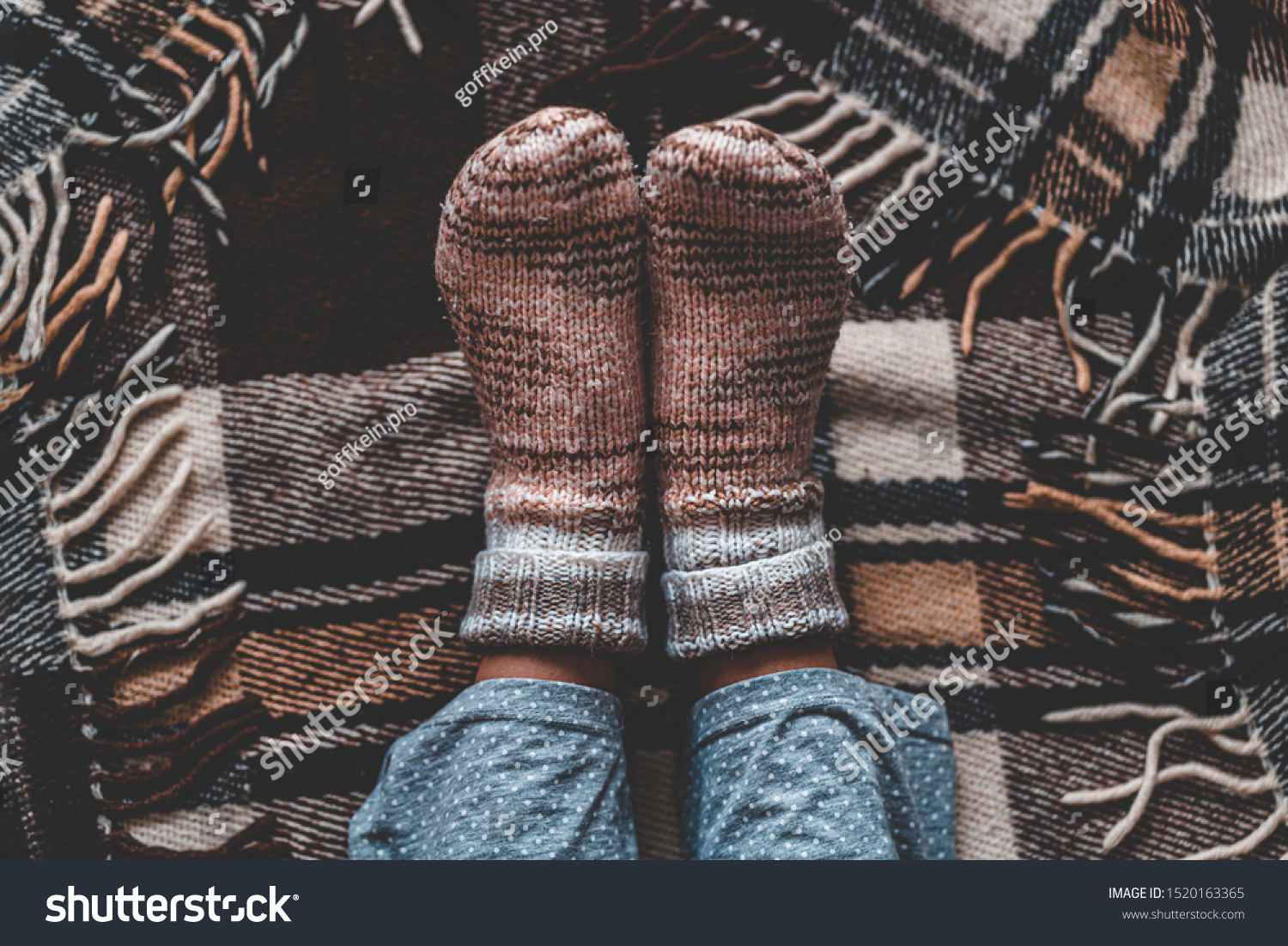 Female Feet Knitted Winter Warm Socks Stock Photo 1520163365 | Shutterstock