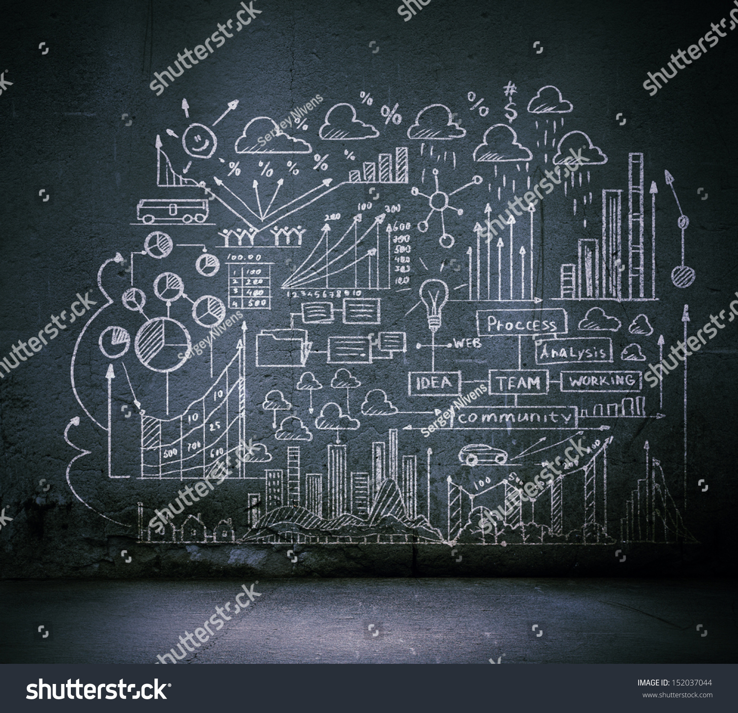 Business Sketch Ideas Against Dark Wall Stock Illustration 152037044 ...