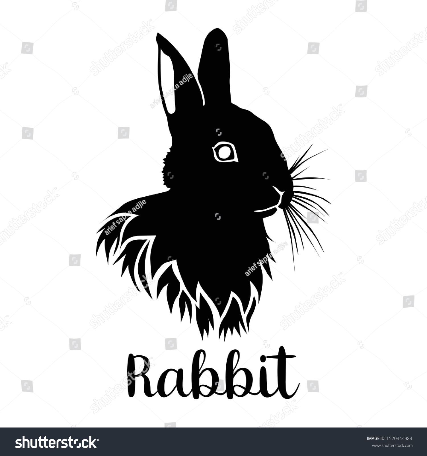 Silhouette Design Rabbit Head Stock Vector (Royalty Free) 1520444984 ...