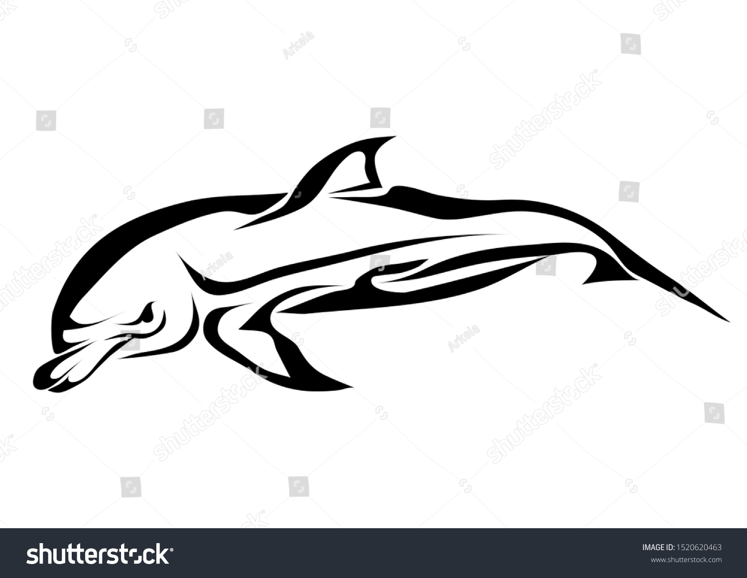 Bottlenose Dolphin Silhouette Animal Isolated On Stock Vector Royalty