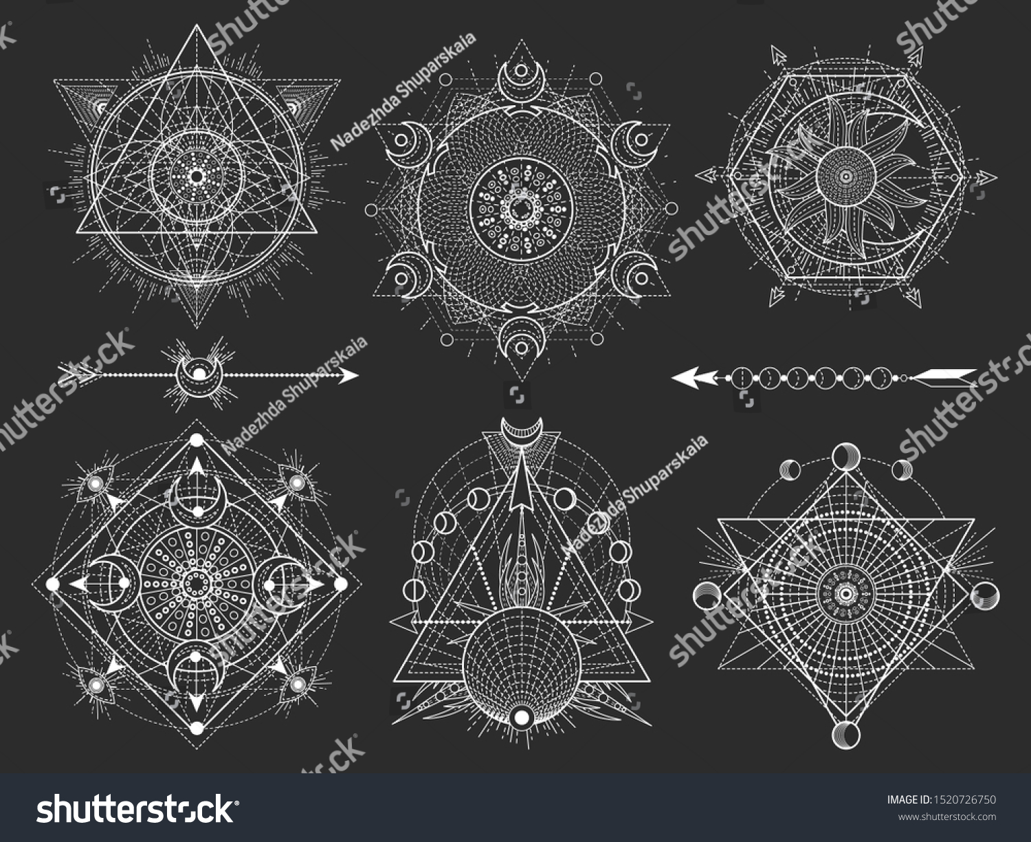 Vector Set Sacred Geometric Symbols Figures Stock Vector (Royalty Free ...