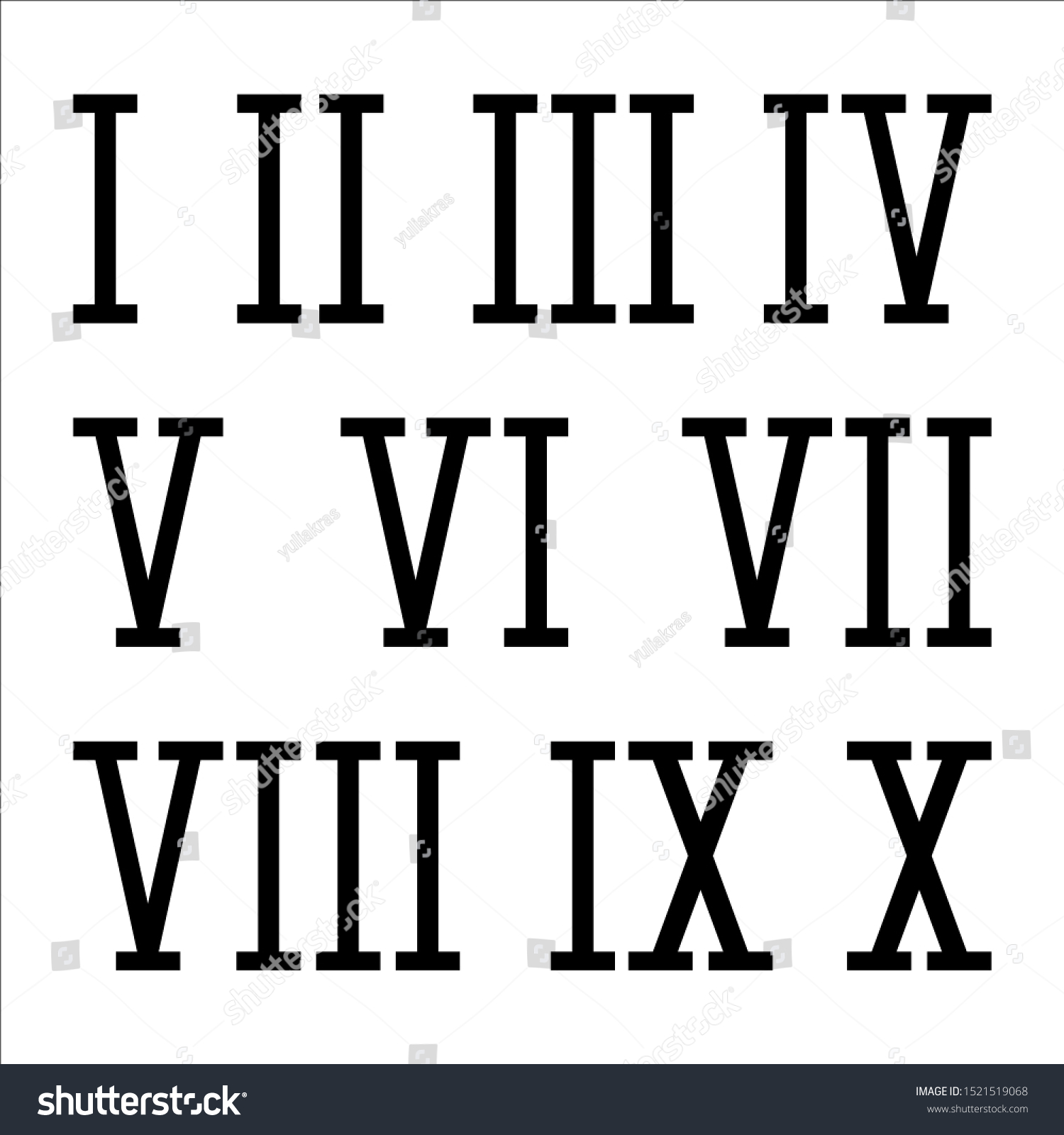 Roman Numerals Style Flat Isolated On Stock Vector (Royalty Free ...