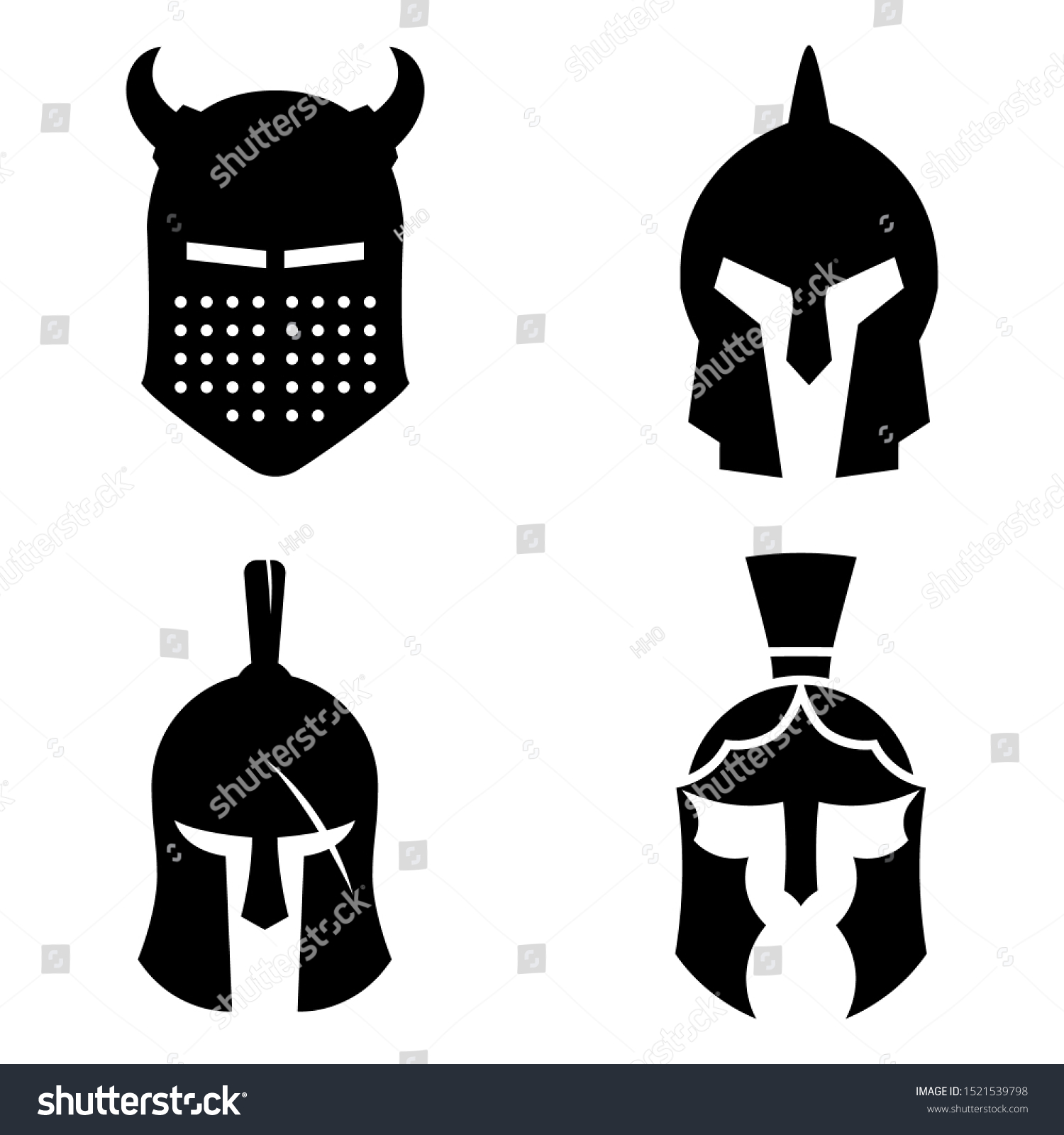 Silhouettes Spartan Helmet Isolated Background Vector Stock Vector ...