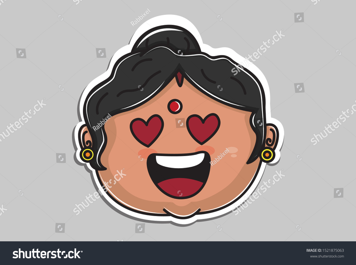 Vector Cartoon Illustration Indian Aunty Face Stock Vector Royalty Free 1521875063 Shutterstock