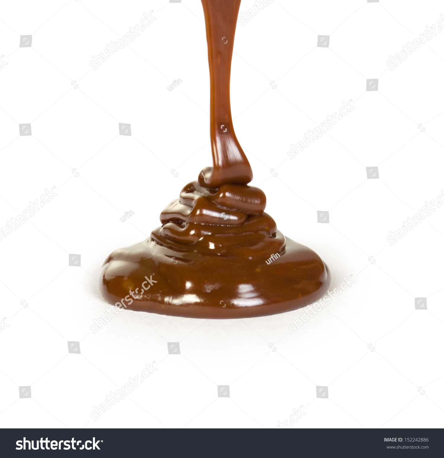 Chocolate Flow Isolated On White Background Stock Photo 152242886