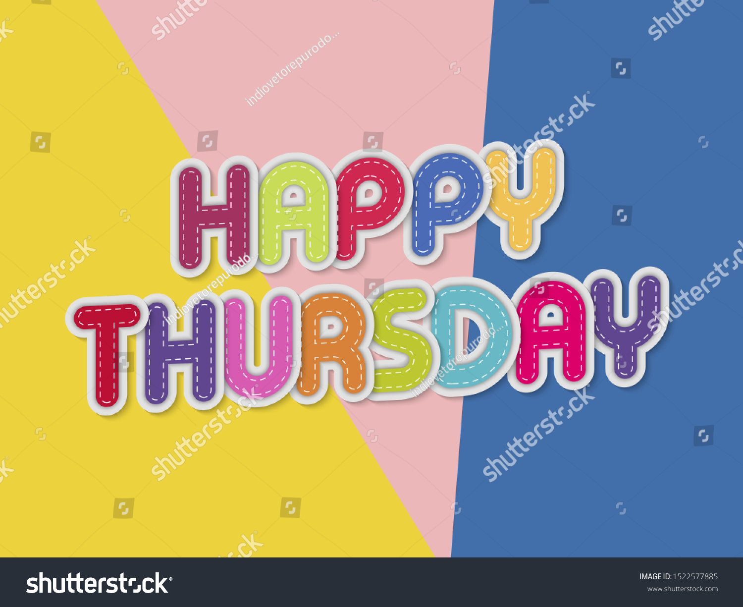 Happy Thursday Letters Banner Border Stitches Stock Vector (Royalty ...