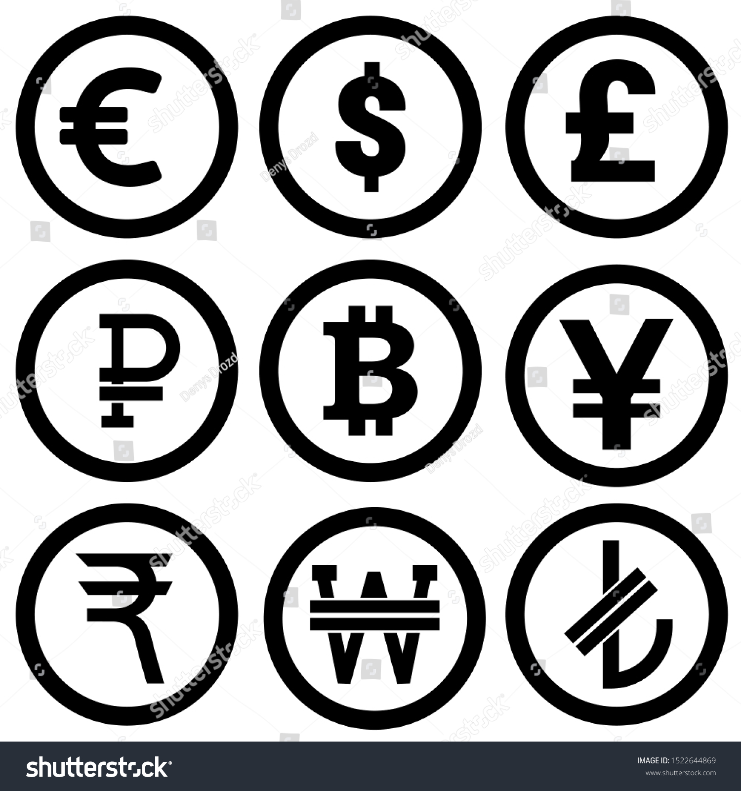 Currency Icons Collection Currency Symbols Dollar Stock Vector (Royalty ...