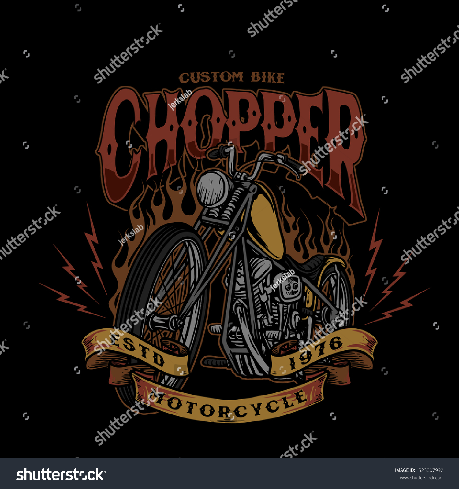 Chopper Custom Bike Style Vintage Vector Stock Vector (Royalty Free ...