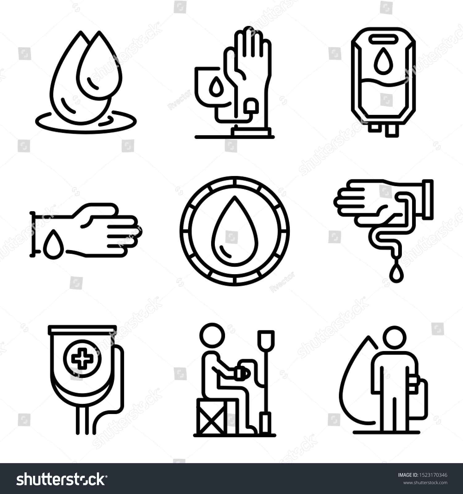 Blood Transfusion Icons Set Outline Set Stock Vector (Royalty Free ...