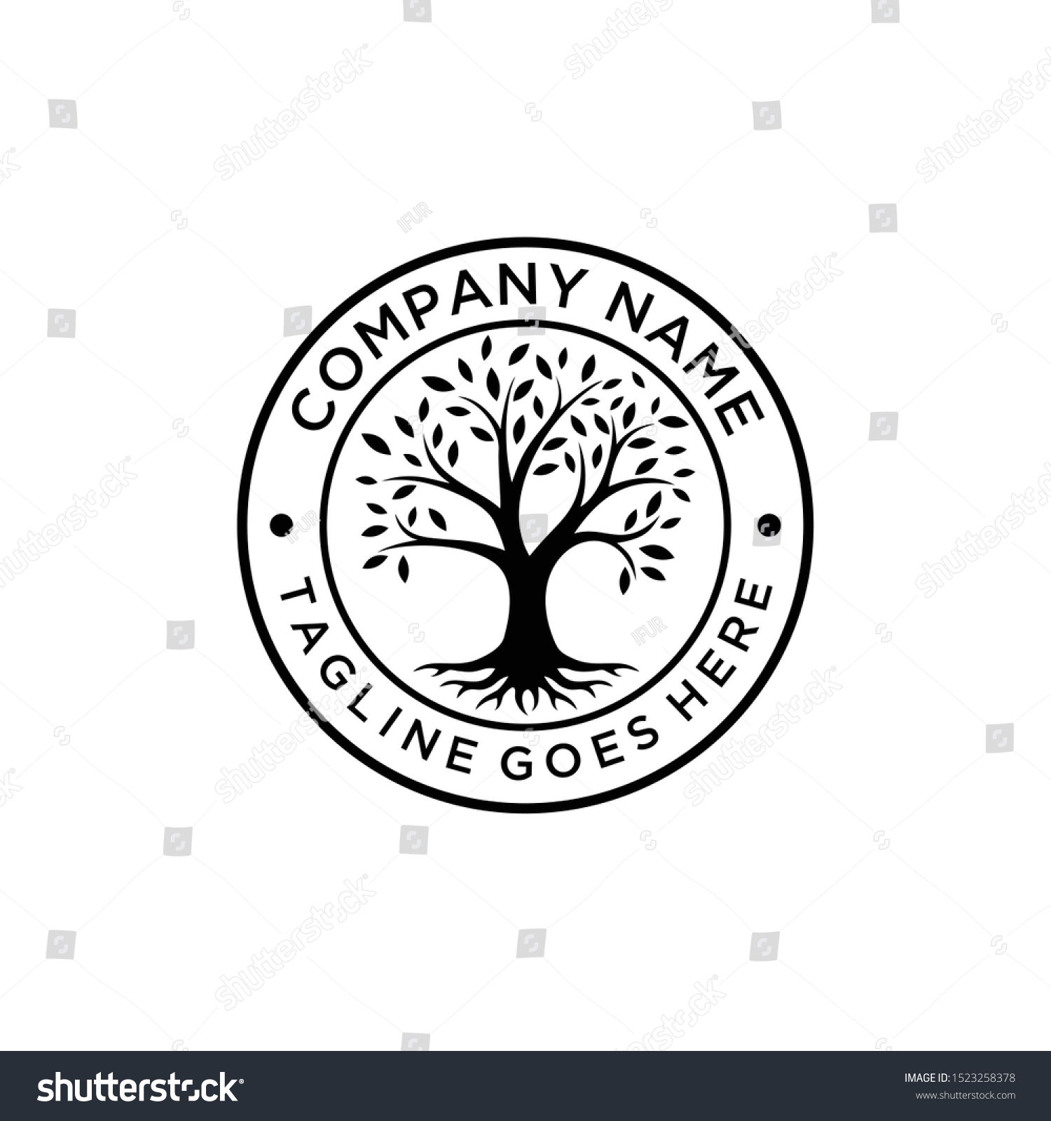 Illustration Tree Life Stamp Seal Emblem Stock Vector (Royalty Free ...