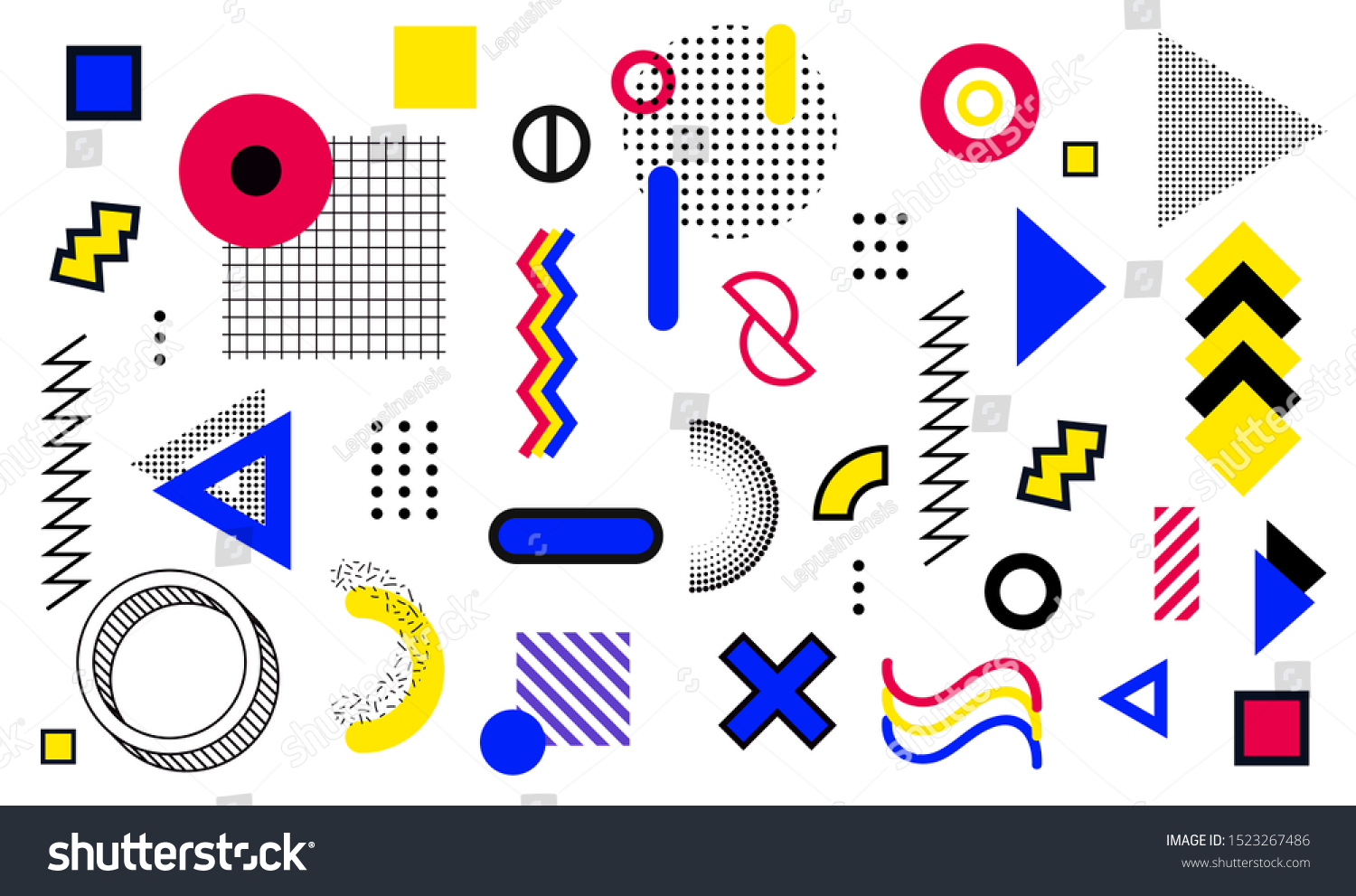 Mega Set Memphis Design Elements Template Stock Vector (Royalty Free ...