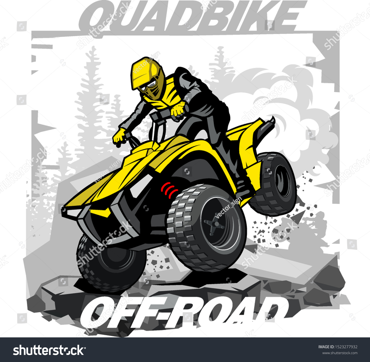 Quad Bike Offroad Logo Mountain Background Stock Vector (Royalty Free ...