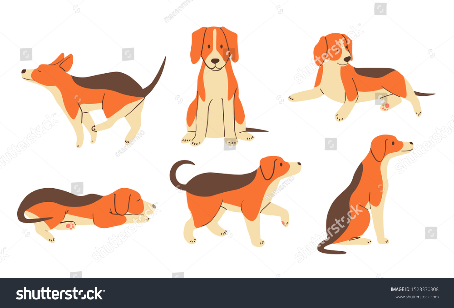 Beagle Dog Vector Illustration Isolated On Stock Vector (Royalty Free ...