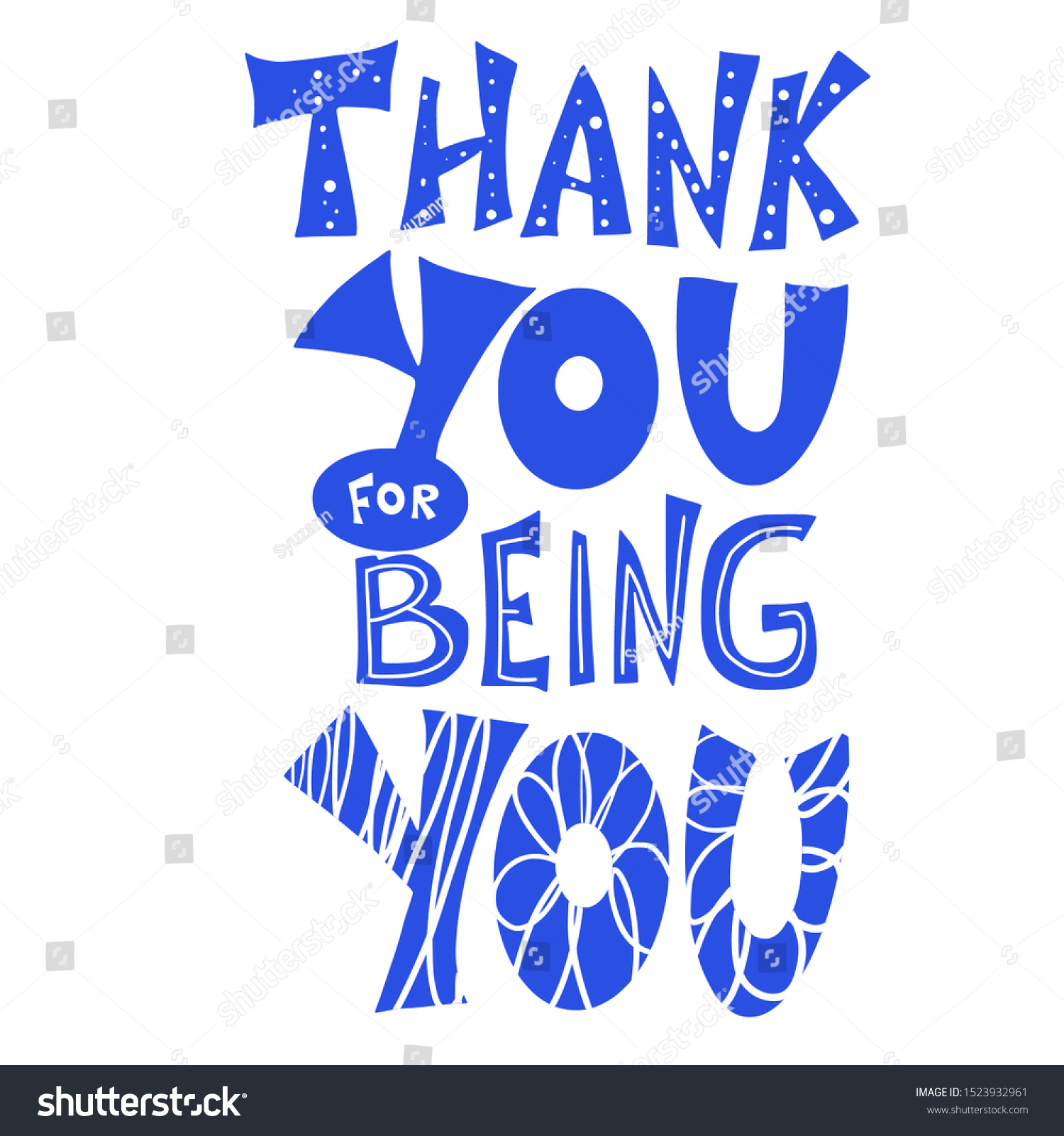 Thank You Being You Quote Hand Stock Vector (royalty Free) 1523932961 