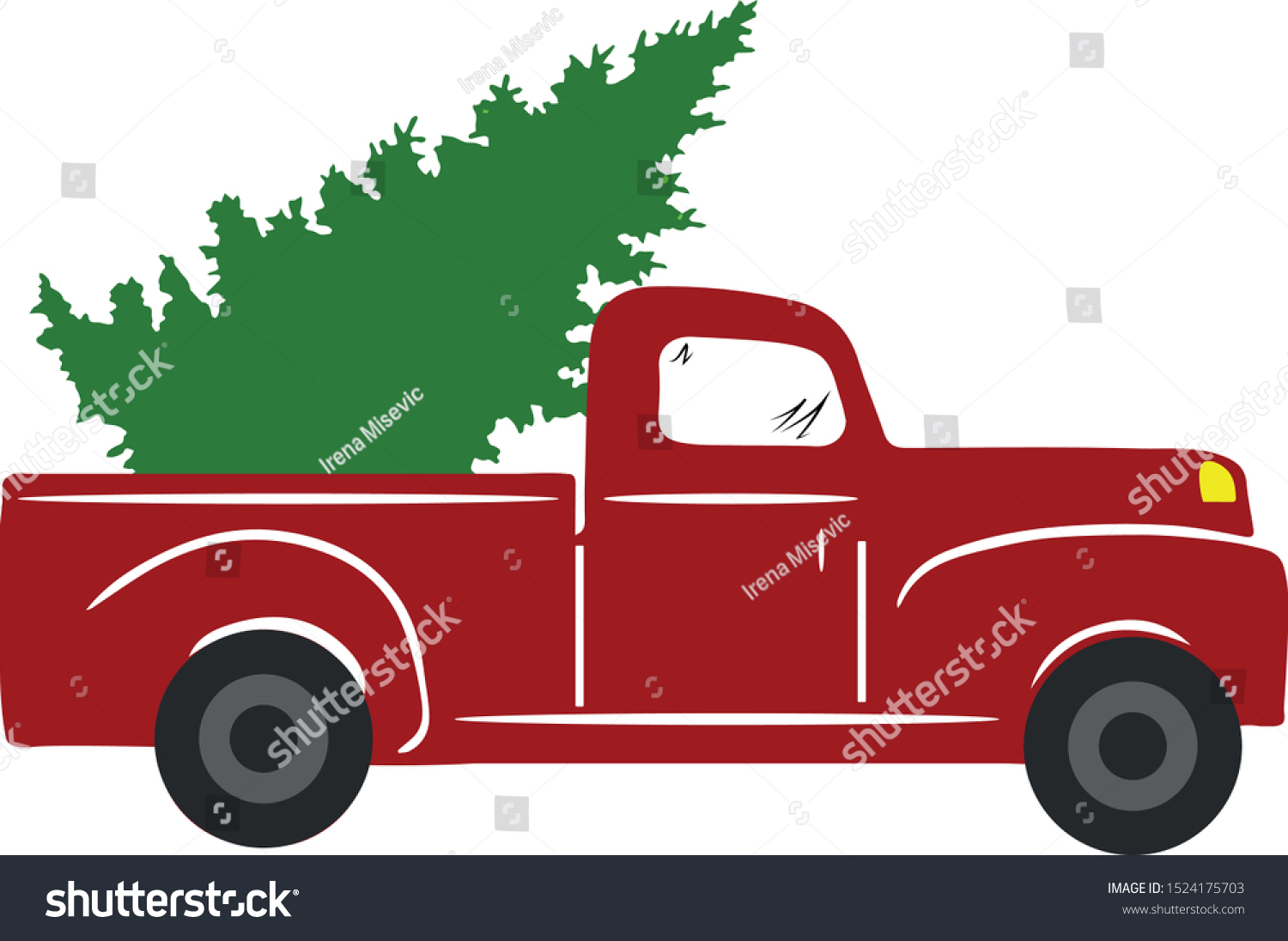 Red Old Vintage Truck Christmas Tree Stock Vector (Royalty Free ...