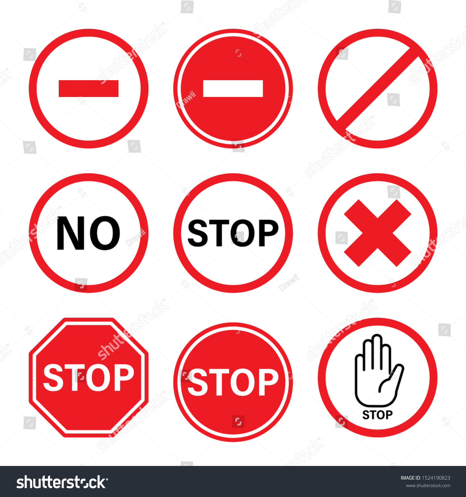 Stop Sign Set Prohibited Forbidden No Stock Vector (Royalty Free ...