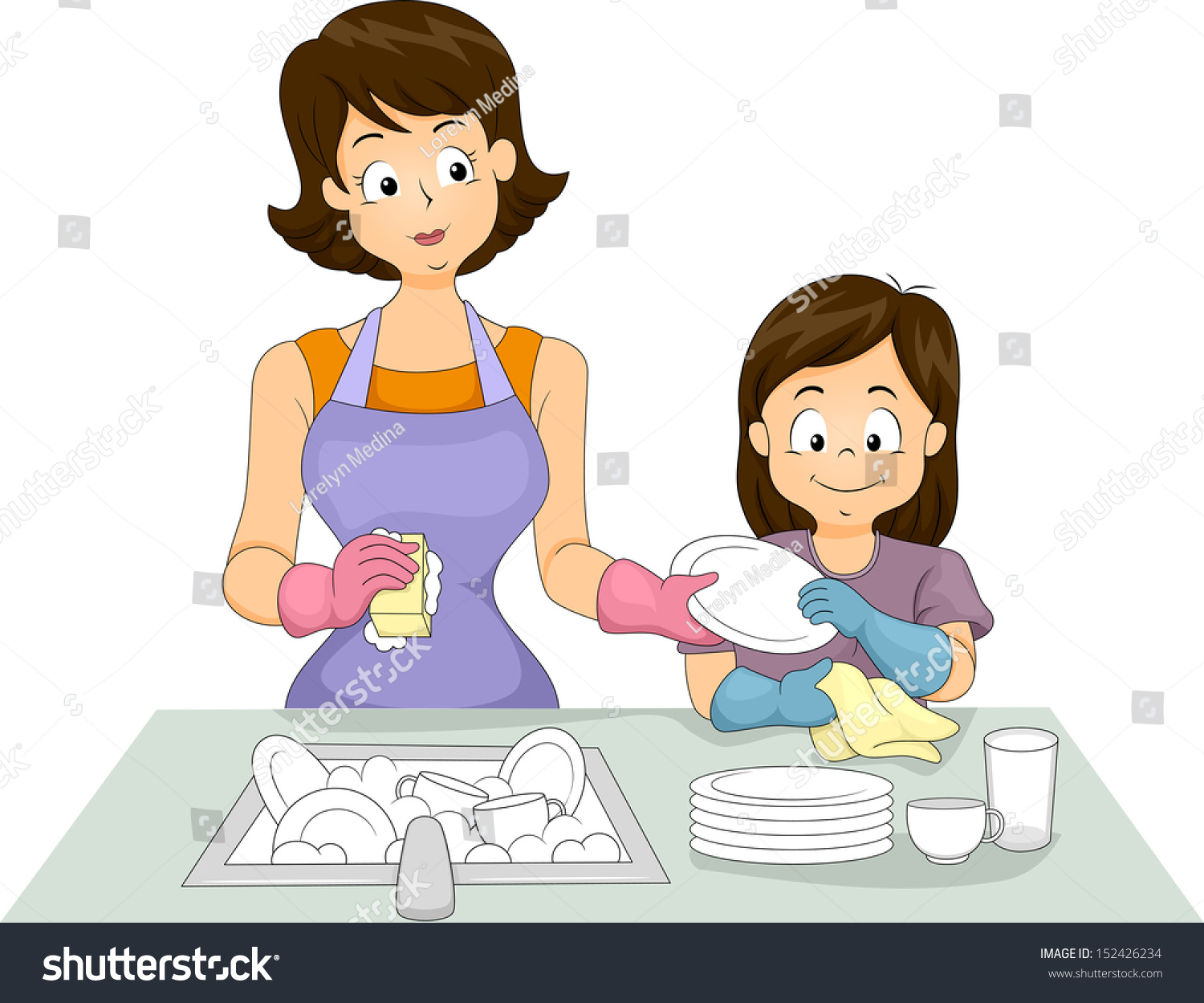Картина мама моет посуду
