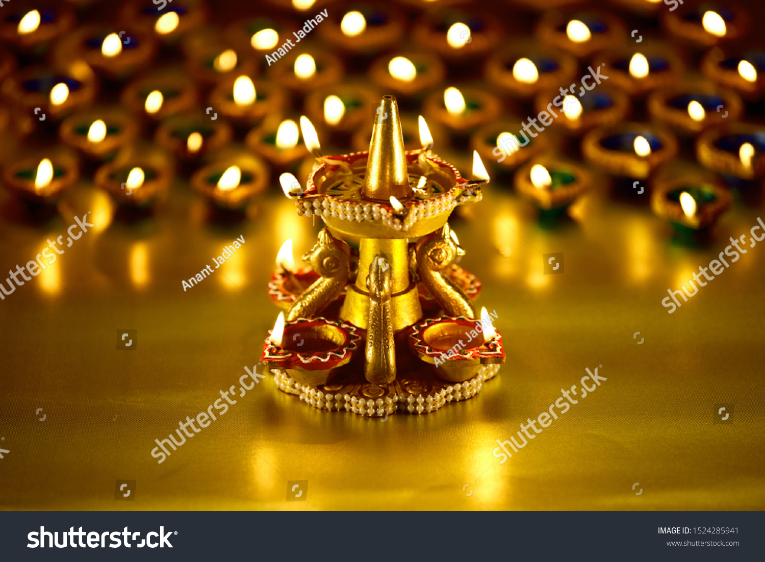 Traditional Indian Festival Background Burning Lamps Stock Photo ...