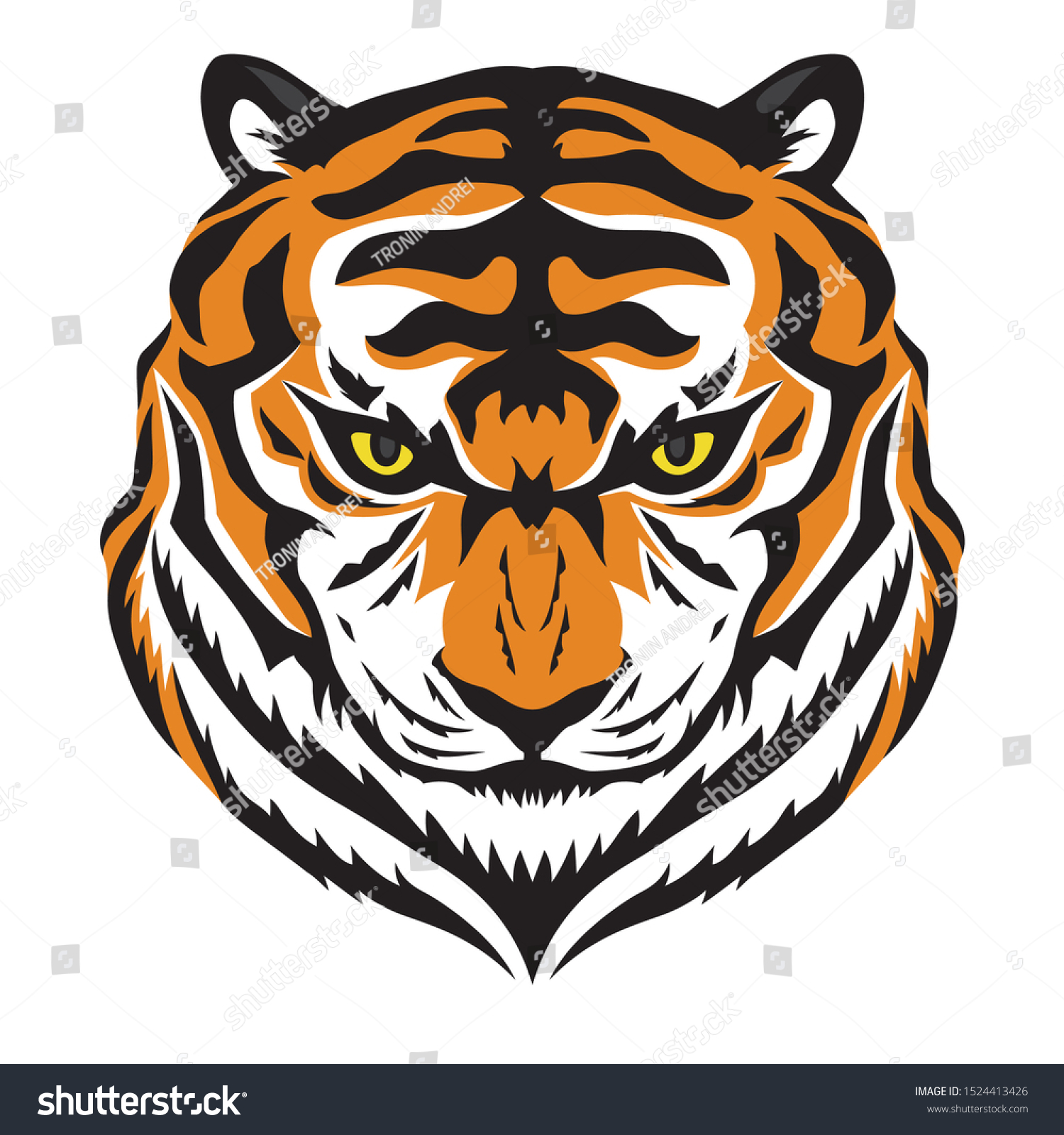 Angry Tiger Sign On White Background Stock Vector (Royalty Free ...