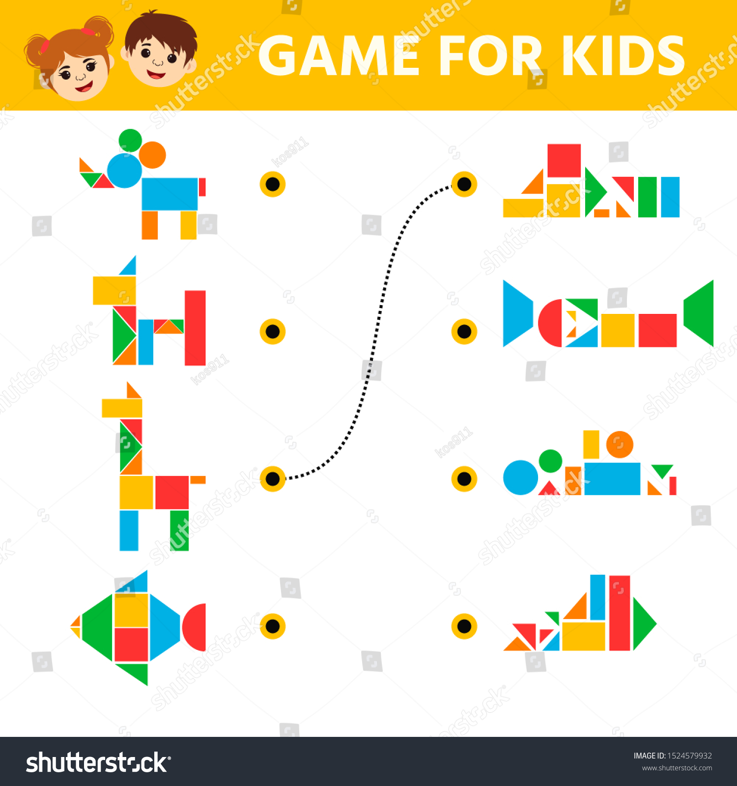 Education Logic Game Preschool Kids Connect Stock Vector (Royalty Free ...