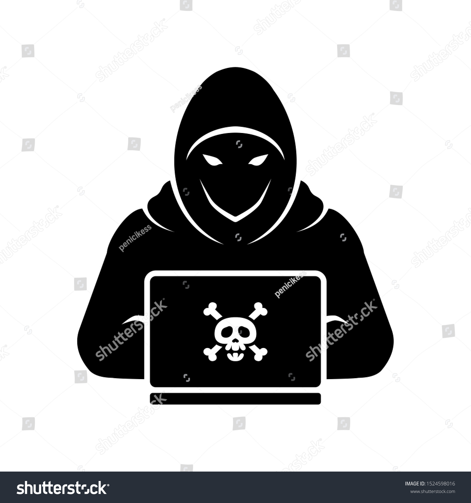 Hooded Hacker Anonymous Laptop Logo Icon Stock Vector (Royalty Free ...