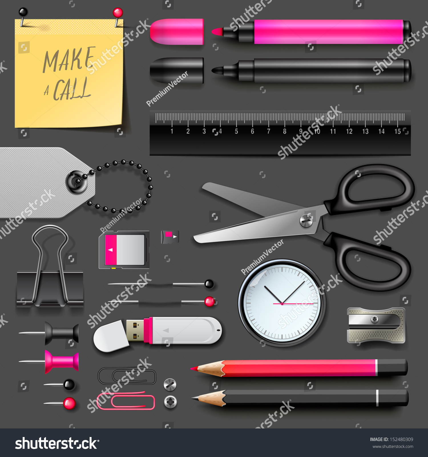 Set Office Supplies Vector Illustration Stock Vector (Royalty Free ...