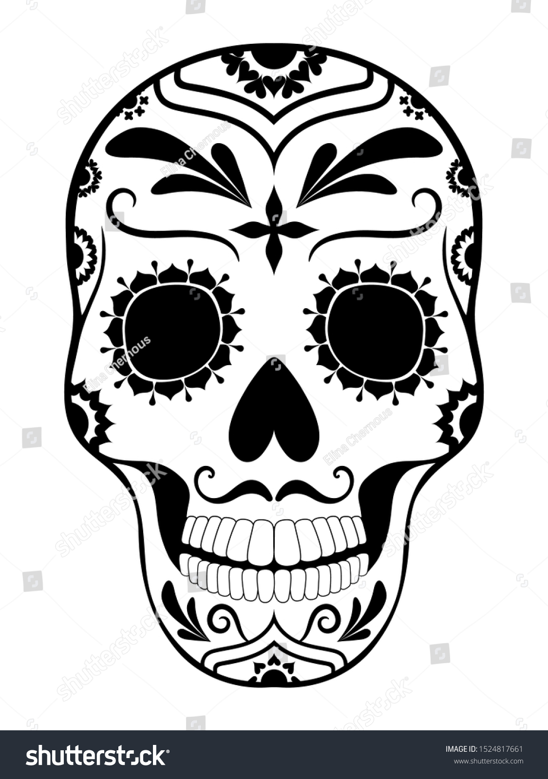 8 X 8 Sugar Skull Face/Profile STENCIL Day of the Dead/Mexican Halloween/Flowers 