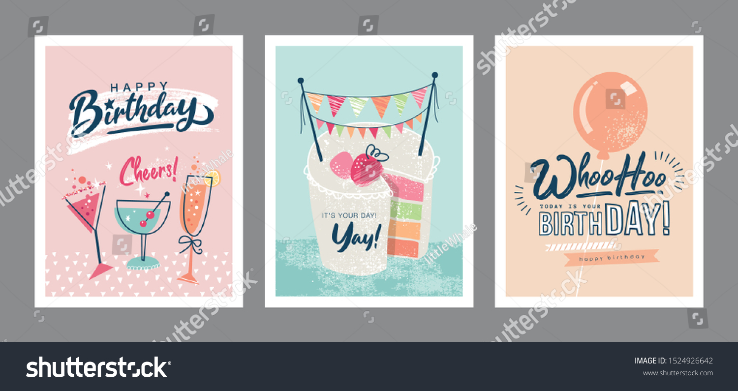 Set Birthday Greeting Cards Design Stock Vector (Royalty Free ...