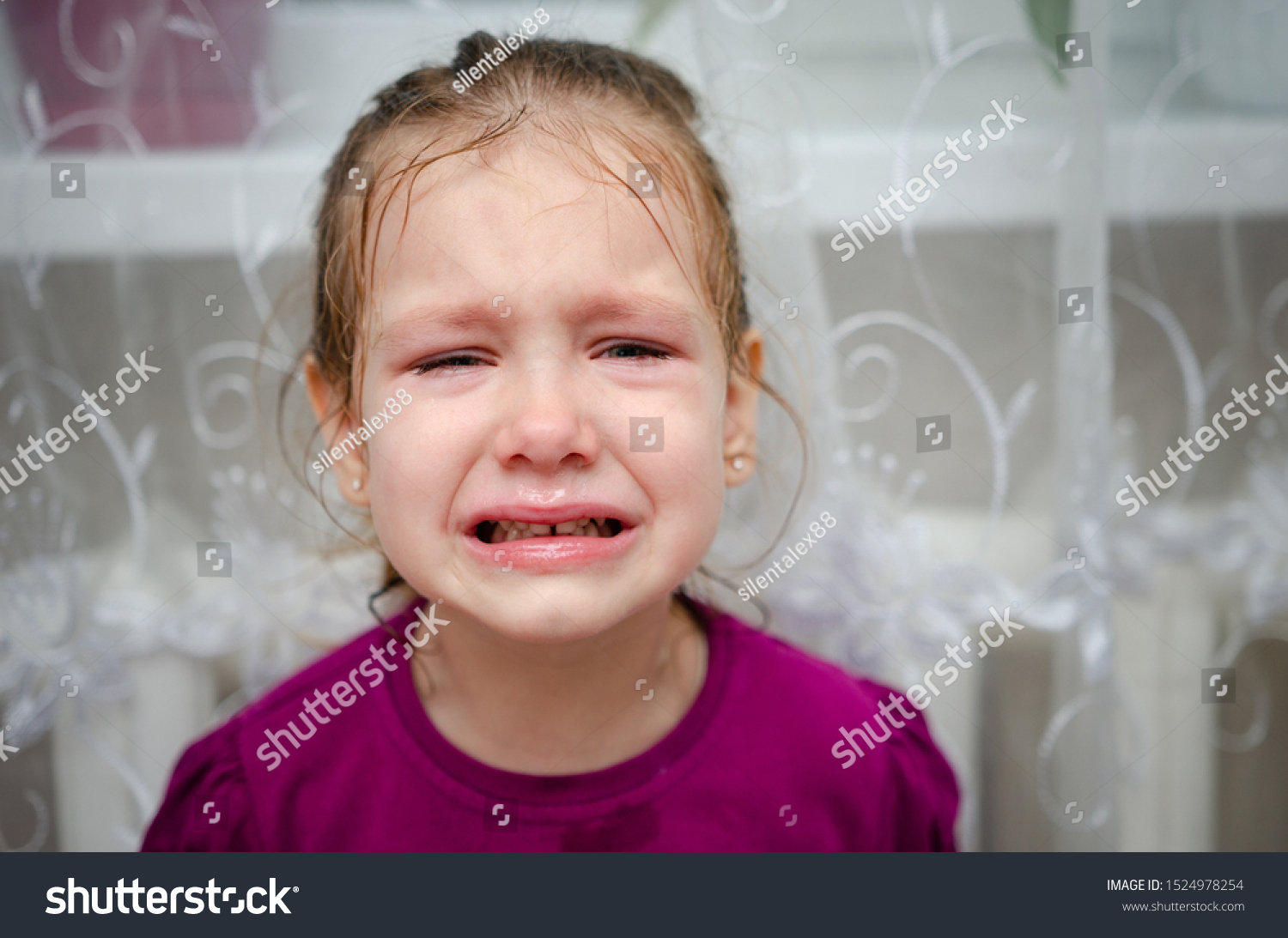 Little Girl Sitting On Floor She Stock Photo 1524978254 | Shutterstock