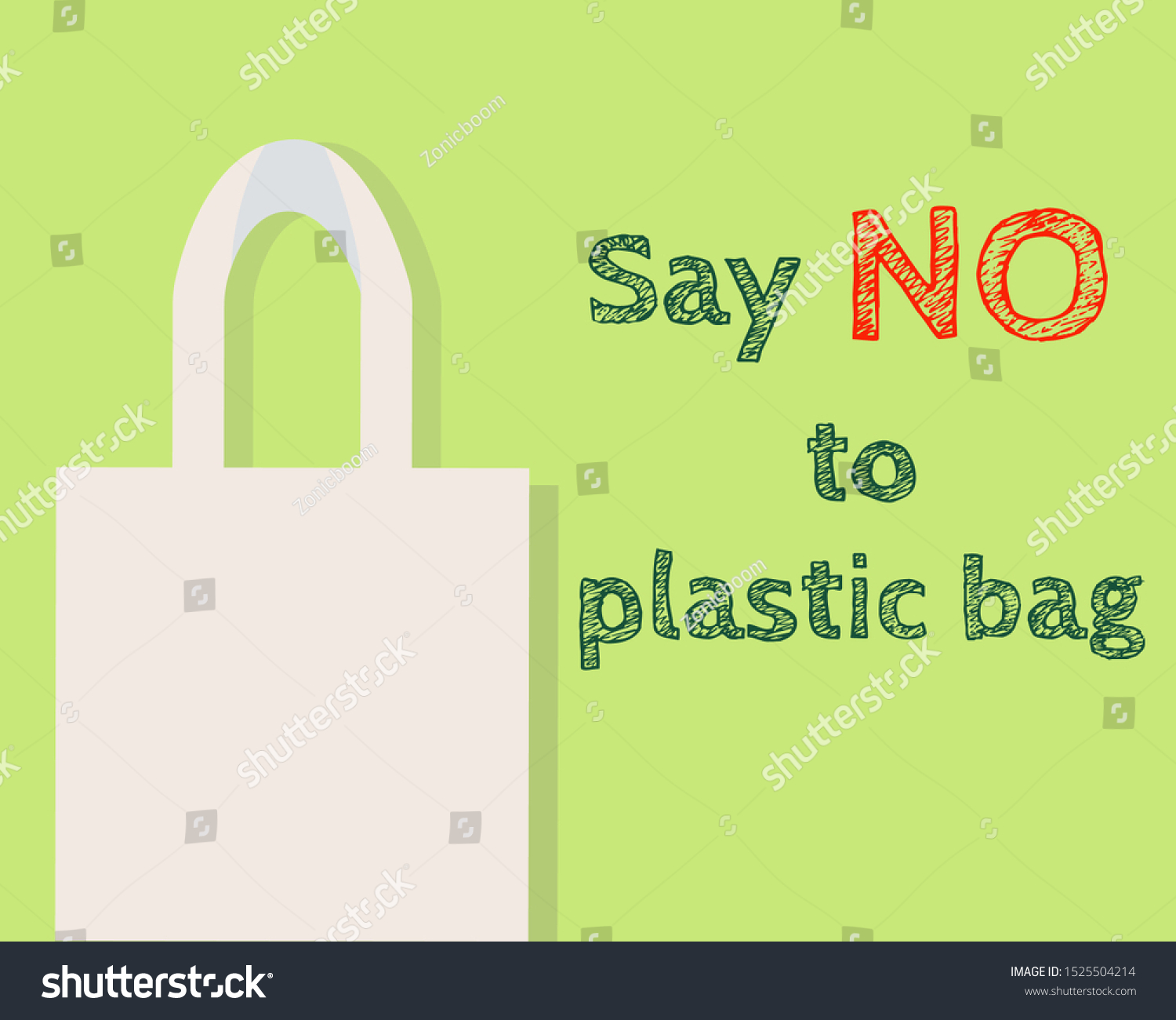 Say No Plastic Bags Concept Vector Stock Vector Royalty Free 1525504214 Shutterstock 4098