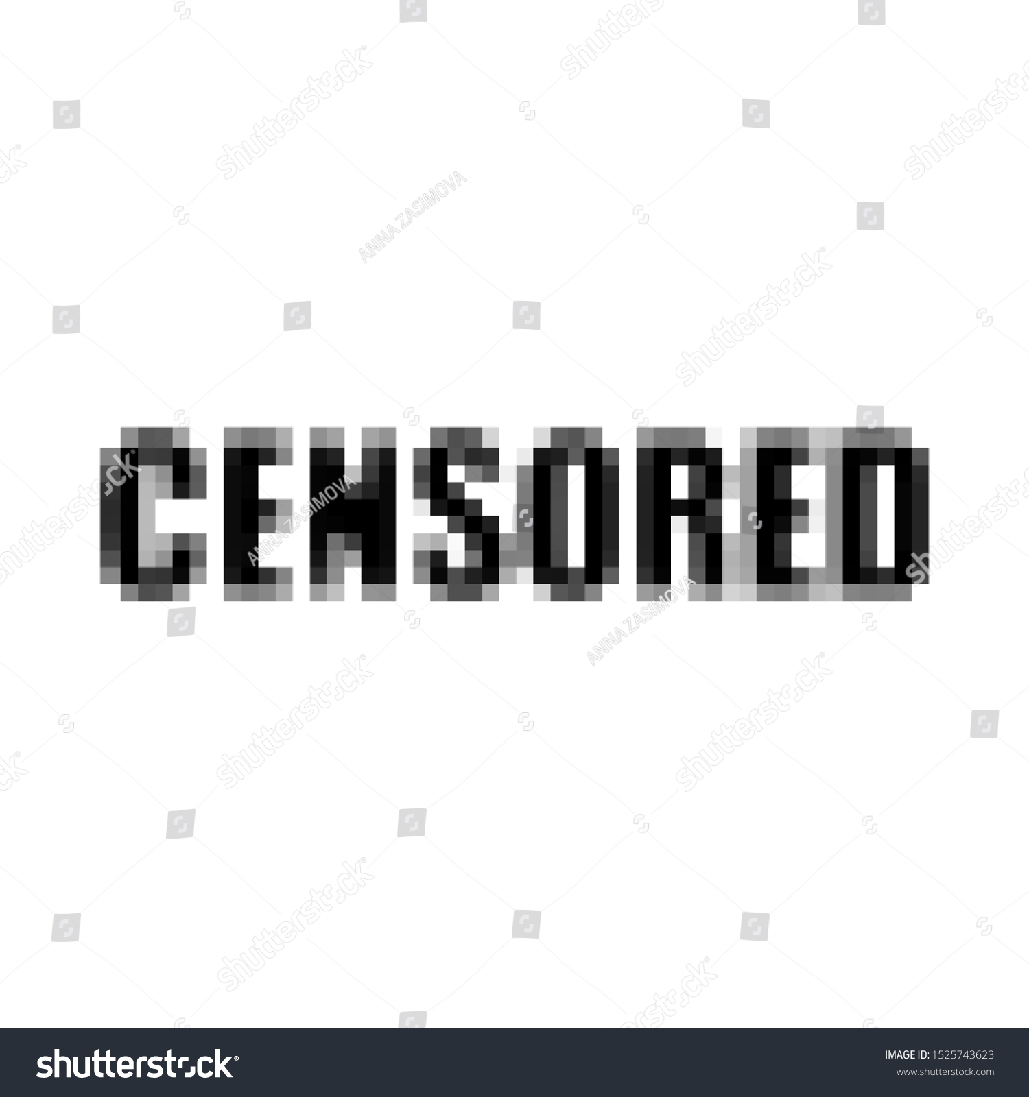 Black Censor Pixel Bar Isolated On Stock Vector (Royalty Free ...