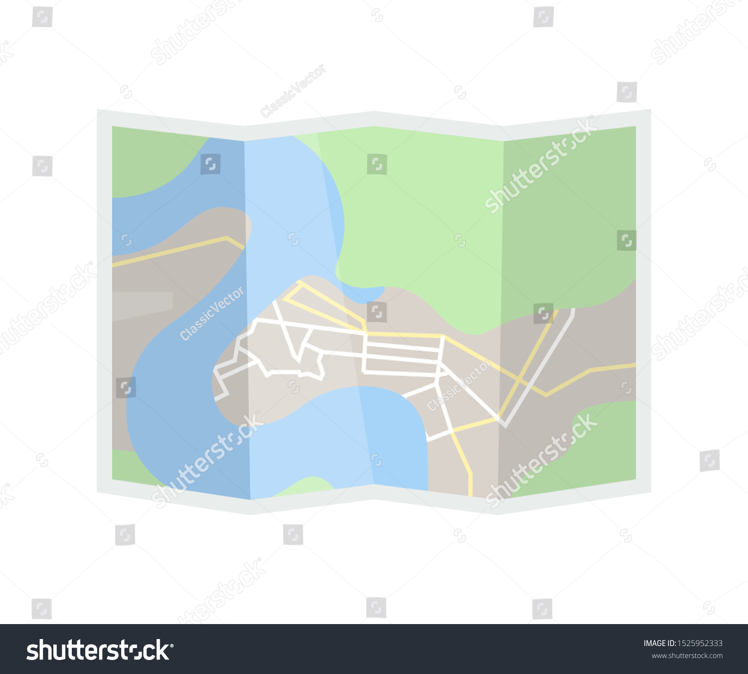 Hiking Map Flat Vector Illustration Cartography Stock Vector (Royalty ...