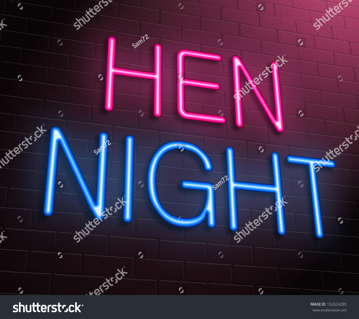 Illustration Depicting Illuminated Neon Sign Hen Stock Illustration ...