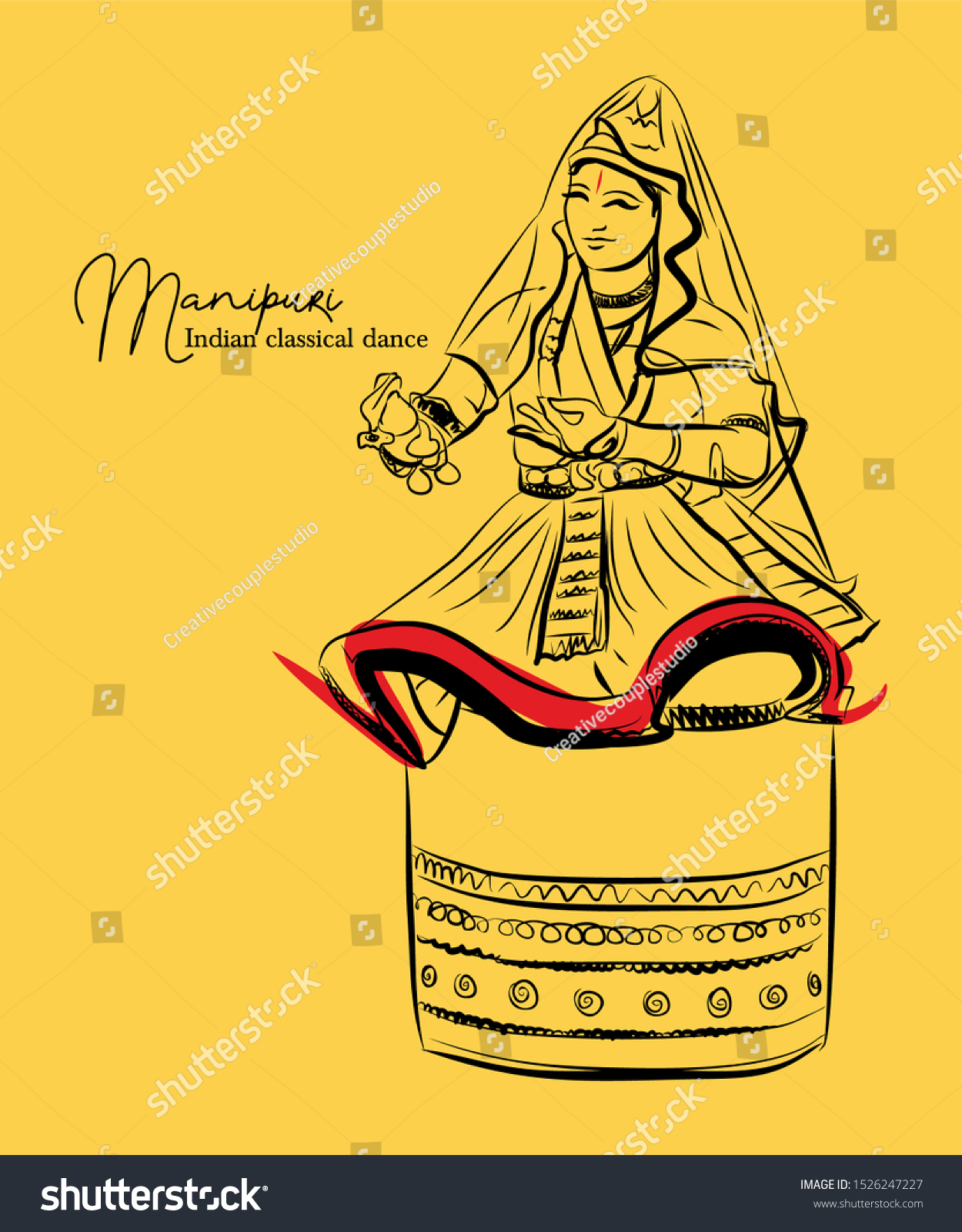 Manipuri Indian Classical Dance Form Manipur Stock Vector (Royalty Free ...