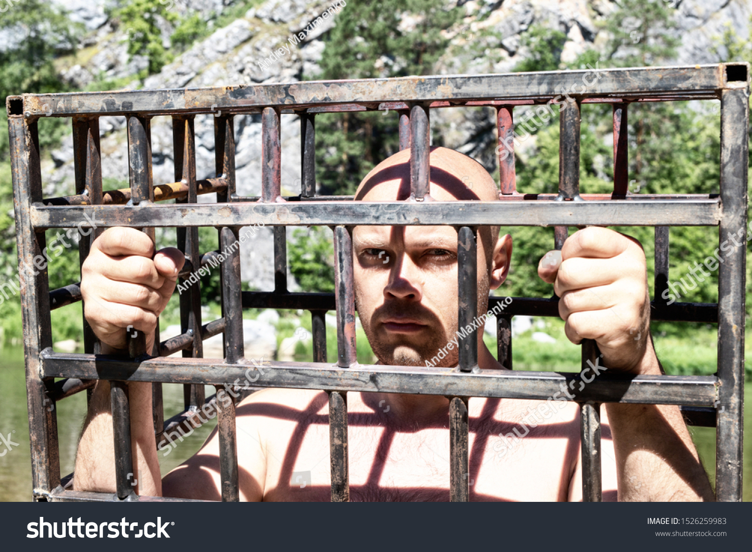 Man Jail Prison Men Cage Outdoor Stock Photo Shutterstock