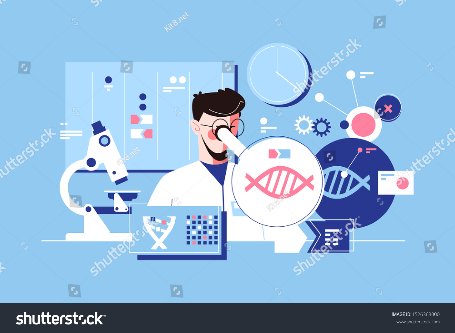 man-scientist-laboratory-vector-illustration-researcher-stock-vector