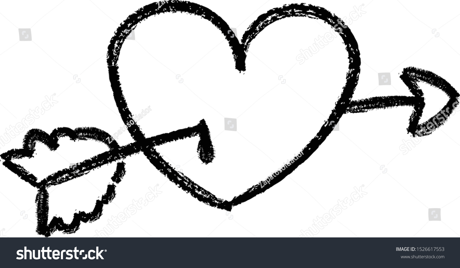 Hand Drawn Heart Pierced Arrow Grunge Stock Vector Royalty Free 1526617553 Shutterstock 6393