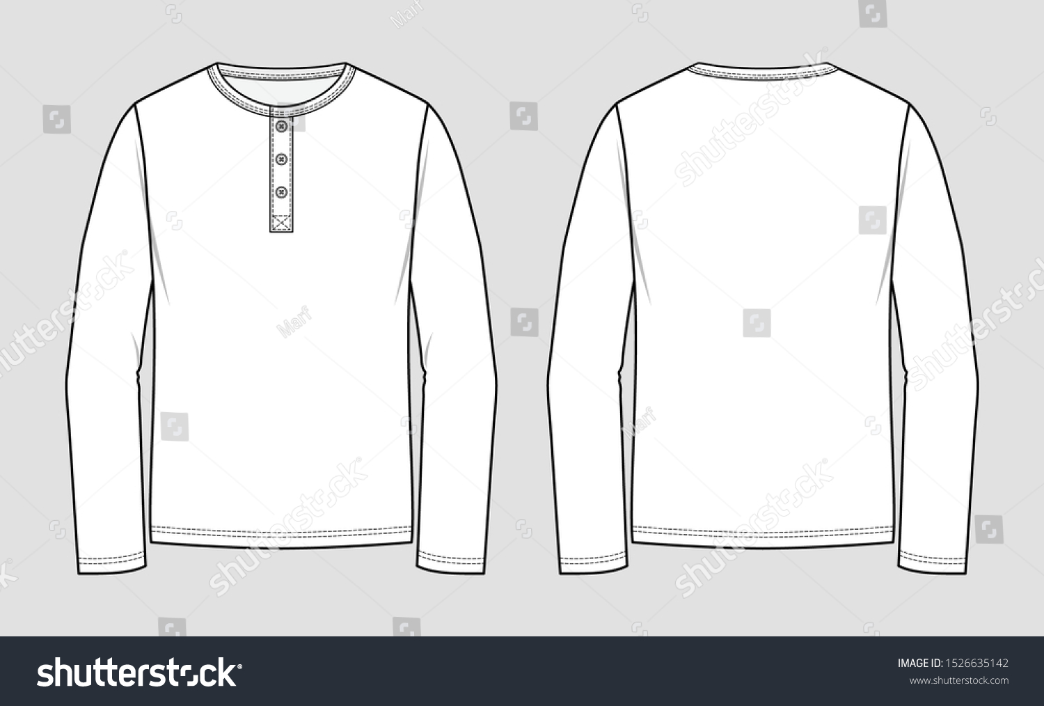 Henley Shirt Round Neck Long Sleeve Stock Vector (Royalty Free ...