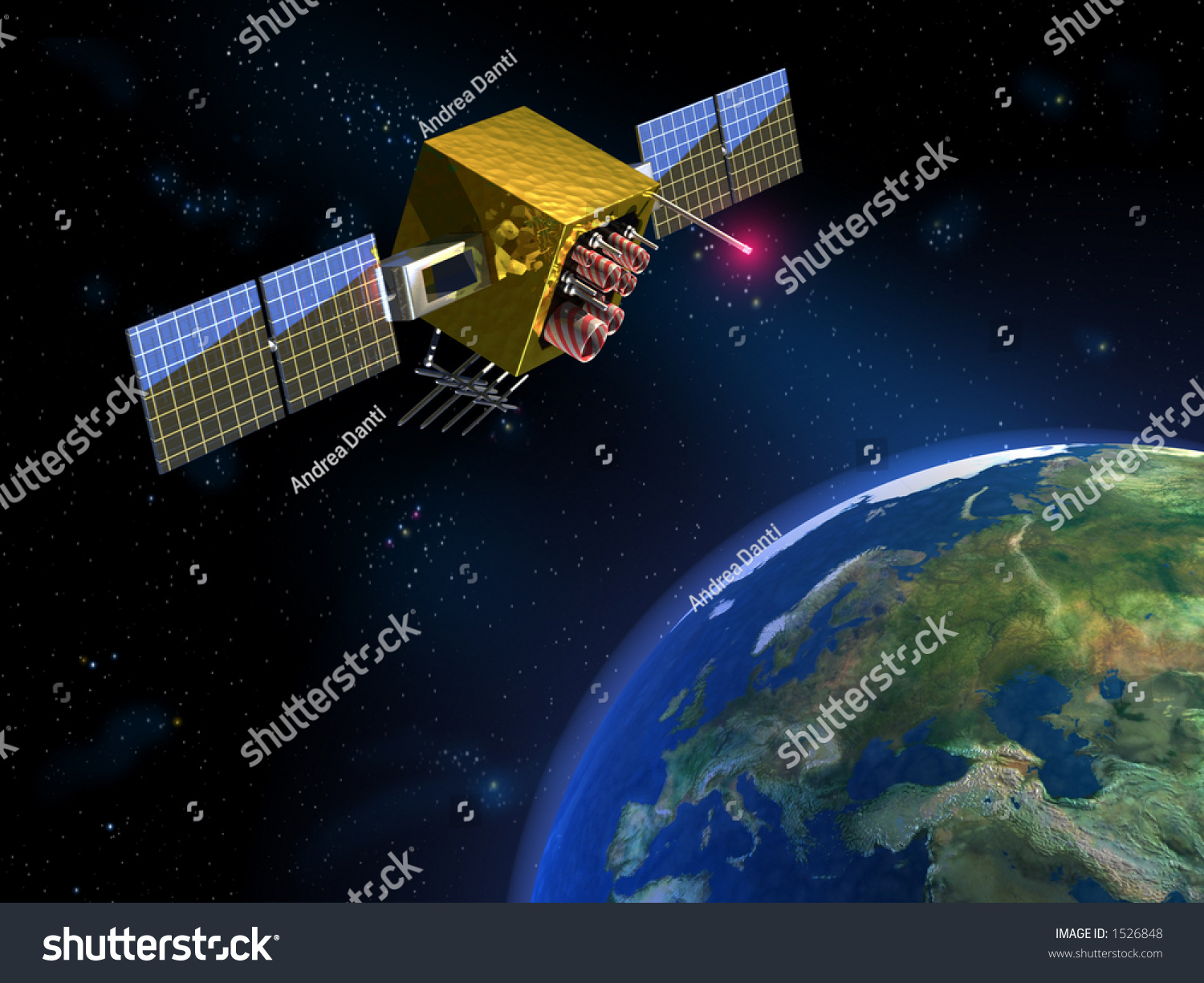 Communication Satellite Planet Earth Cg Illustration Stock Illustration ...