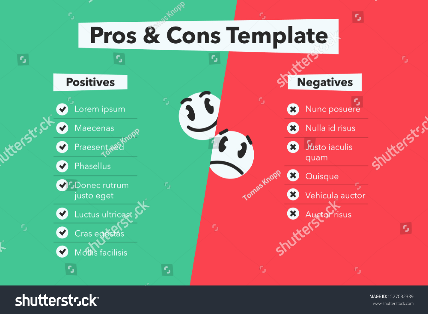 Greenred Simple Infographic Pros Cons Funny Stock Vector (Royalty Free ...