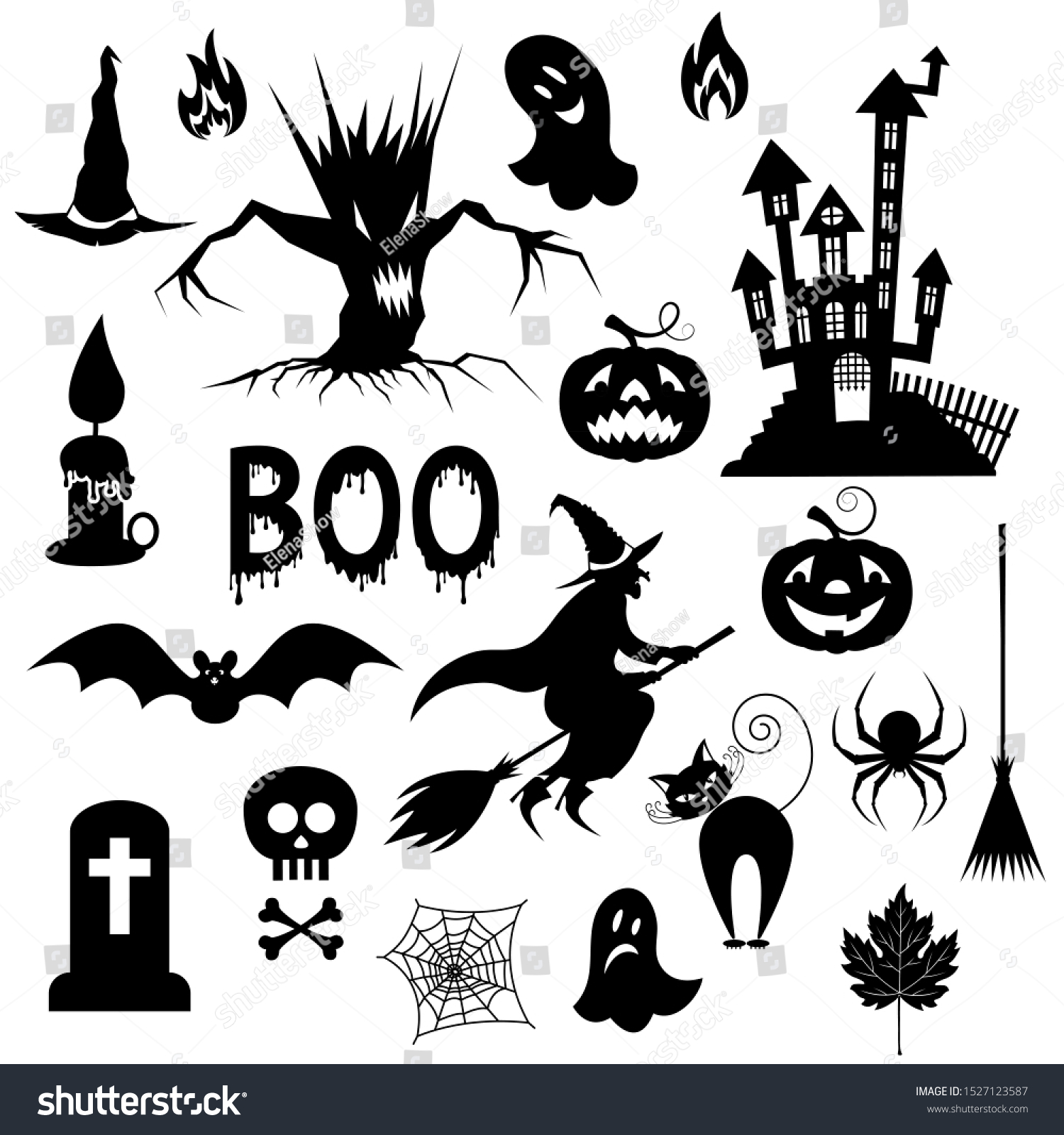 Set Silhouettes Holiday Halloweenblack White Stock Illustration ...