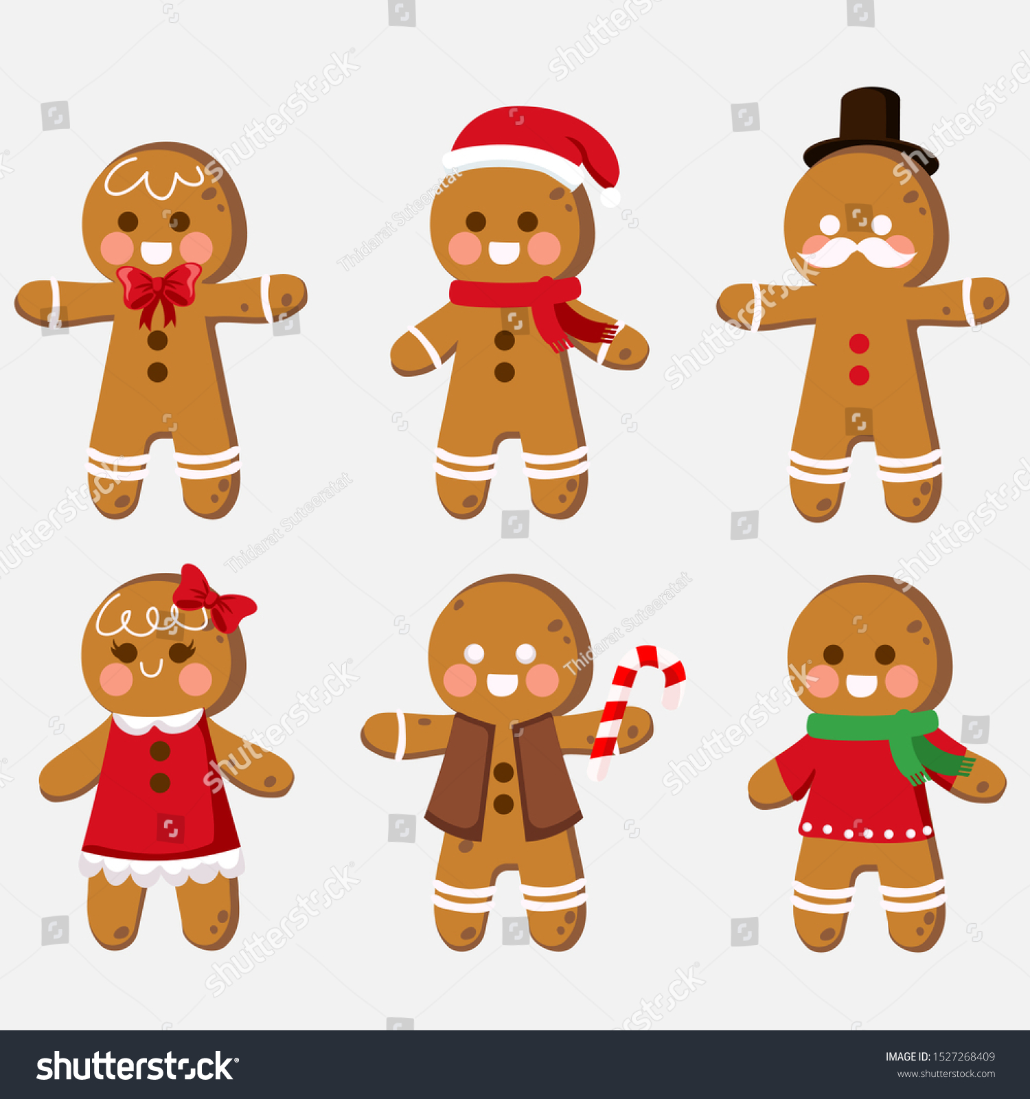 Set Cute Cartoon Gingerbread Man Cookies Stock Vector (Royalty Free ...