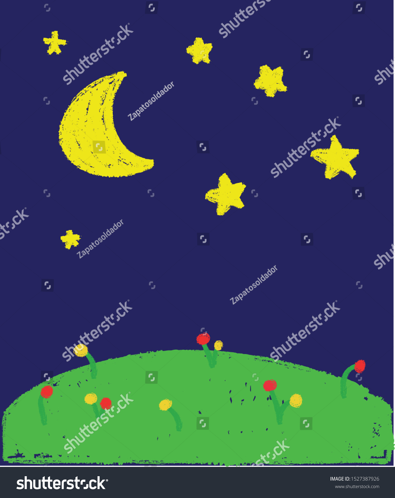 night scene drawing for kids