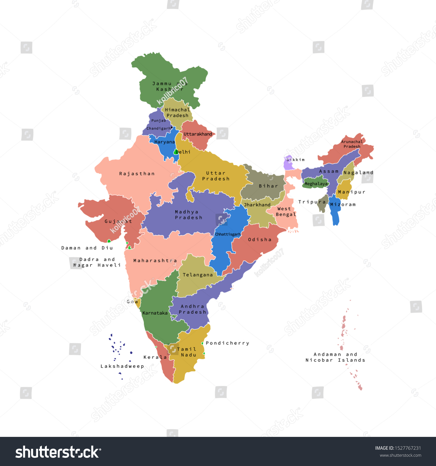 Vector Illustration Administrative Division Map India Stock Vector ...