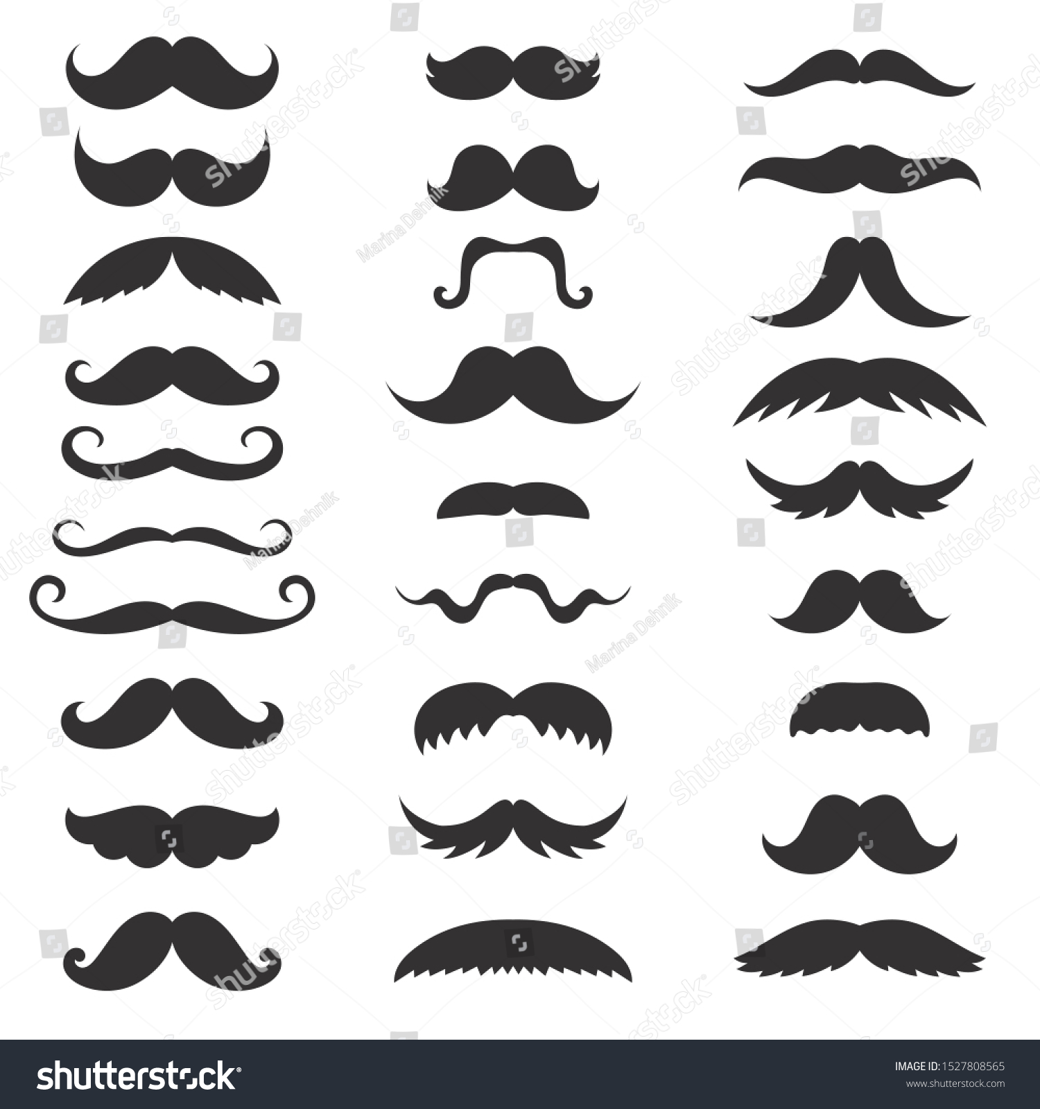 Mustaches Icon Collection Moustache Symbol Set Stock Vector (royalty 