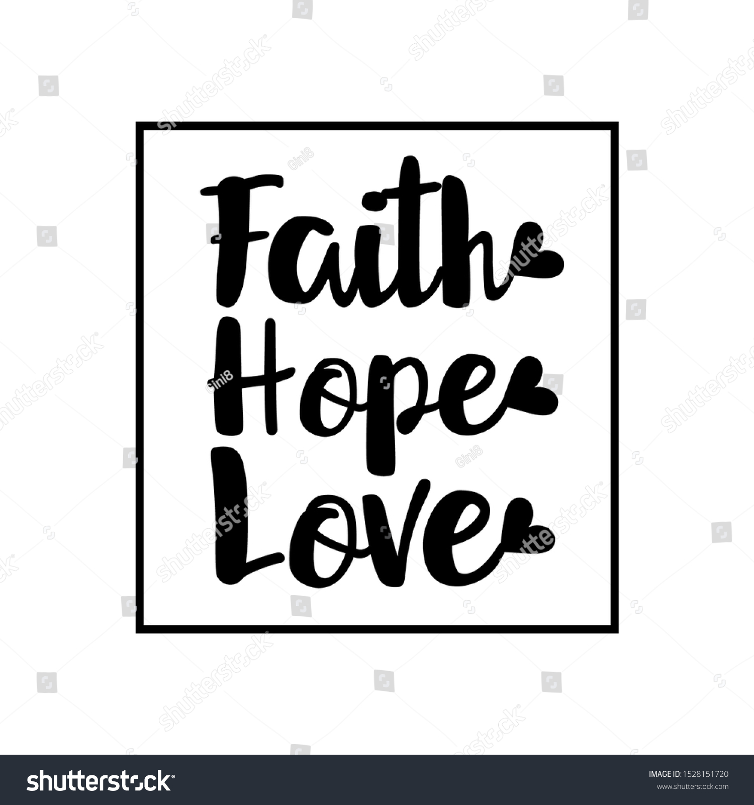 Faith Hope Love Positive Handwritten Text Stock Vector (Royalty Free ...