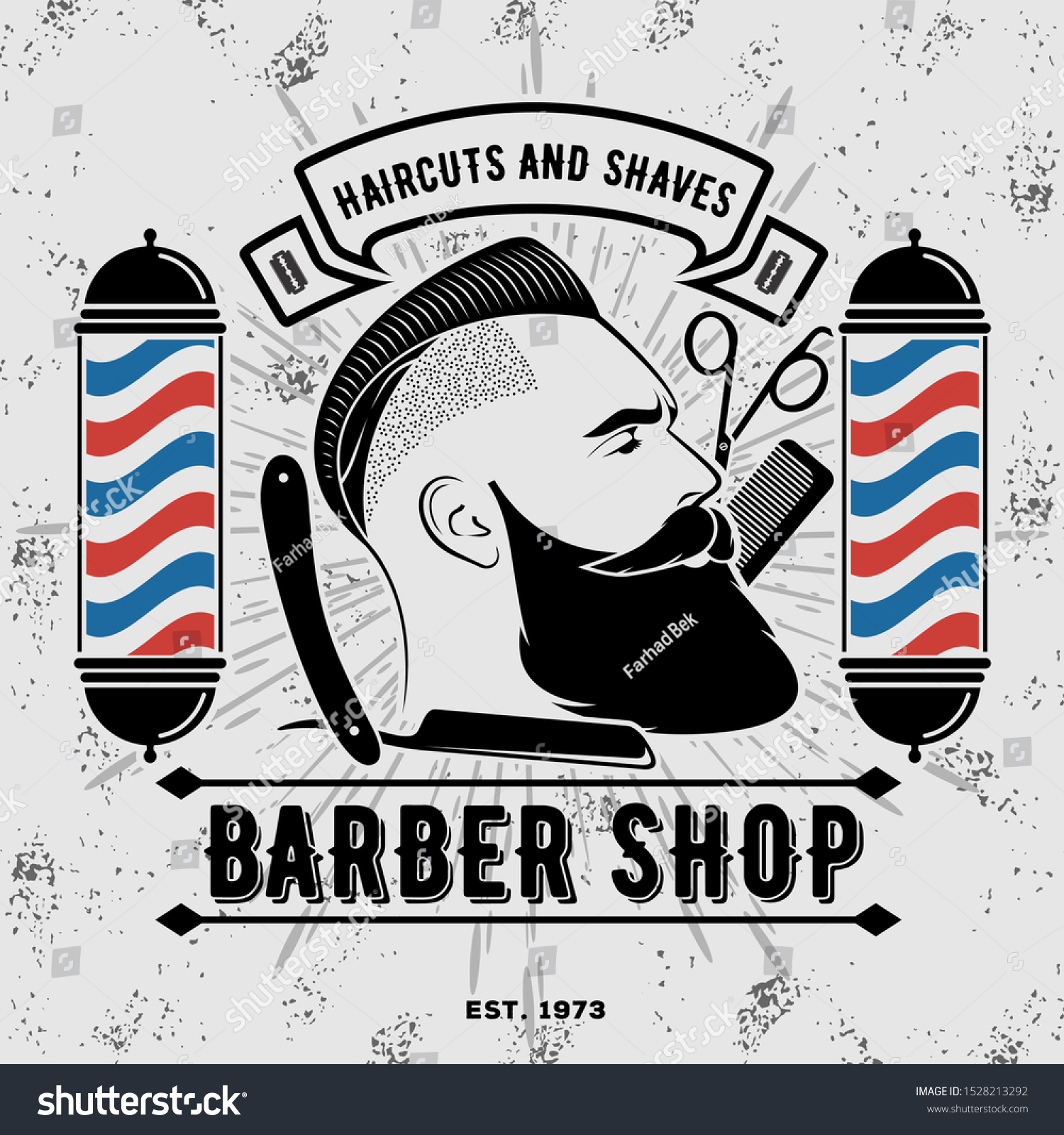 Barber Shop Poster Banner Template Hipster Stock Vector (Royalty Free ...