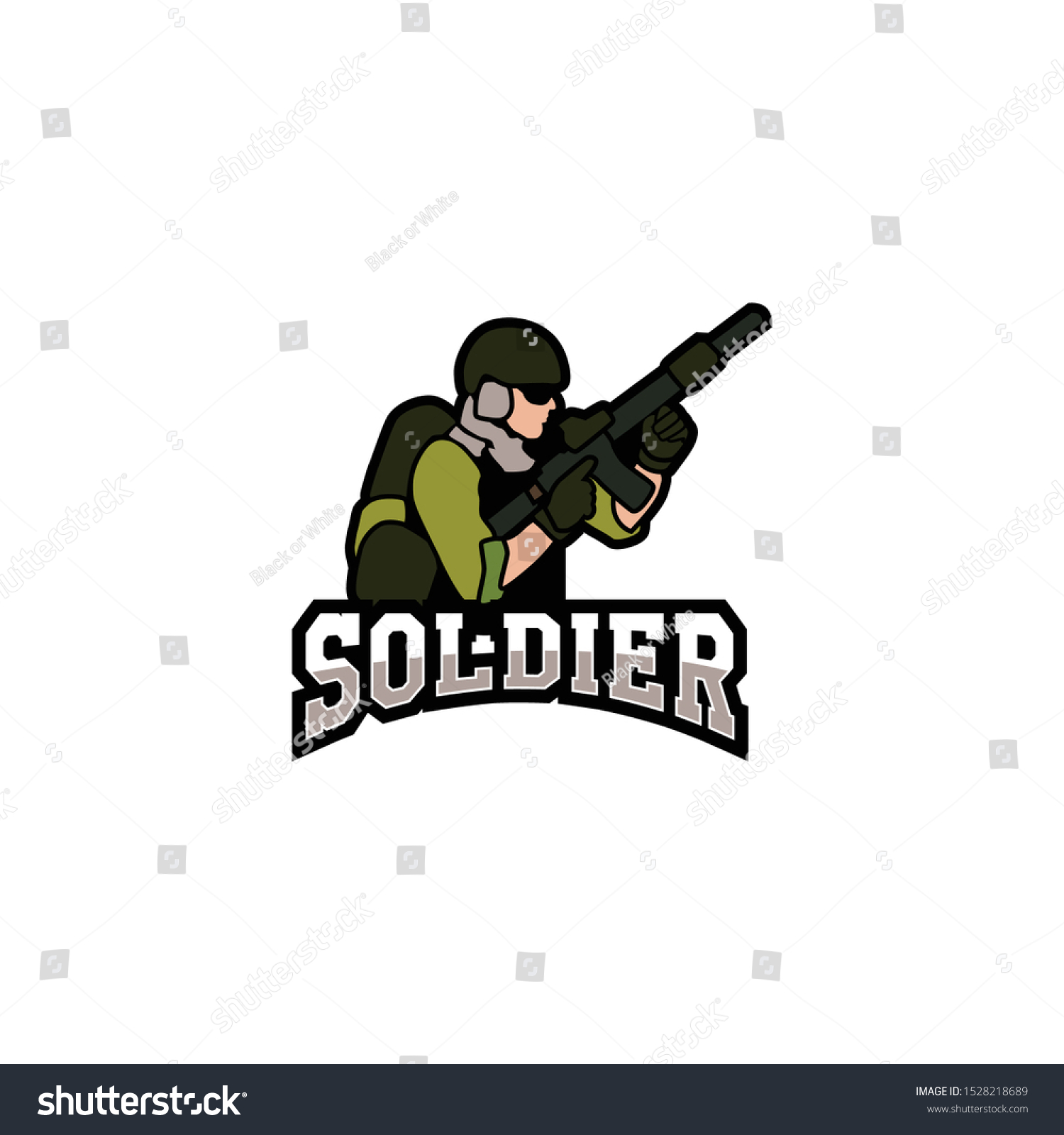 Soldier Logo Design Vector Badge Icon Stock Vector (Royalty Free ...