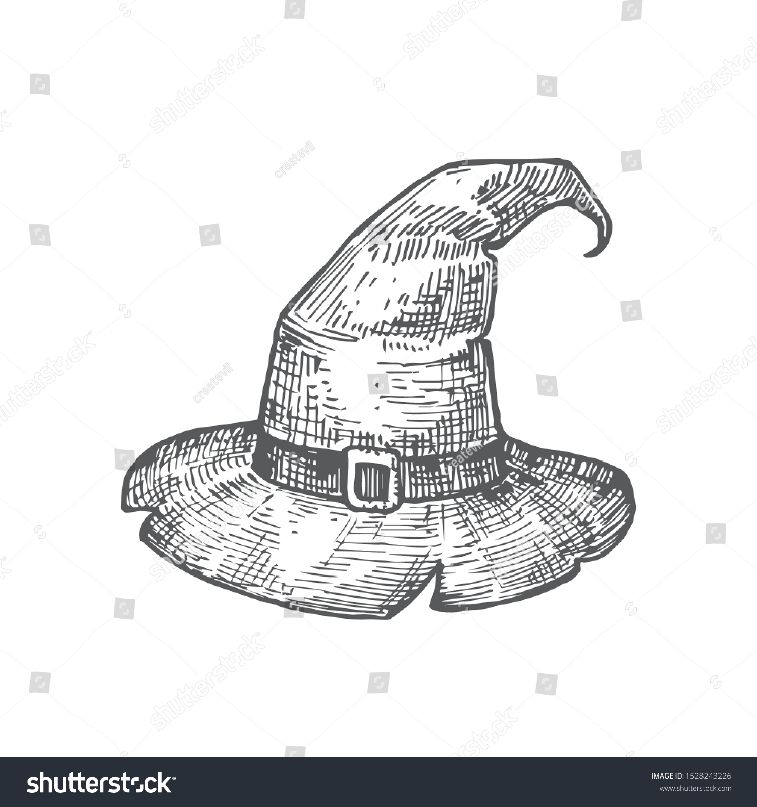 Hand Drawn Halloween Witch Hat Illustration Stock Vector (Royalty Free ...