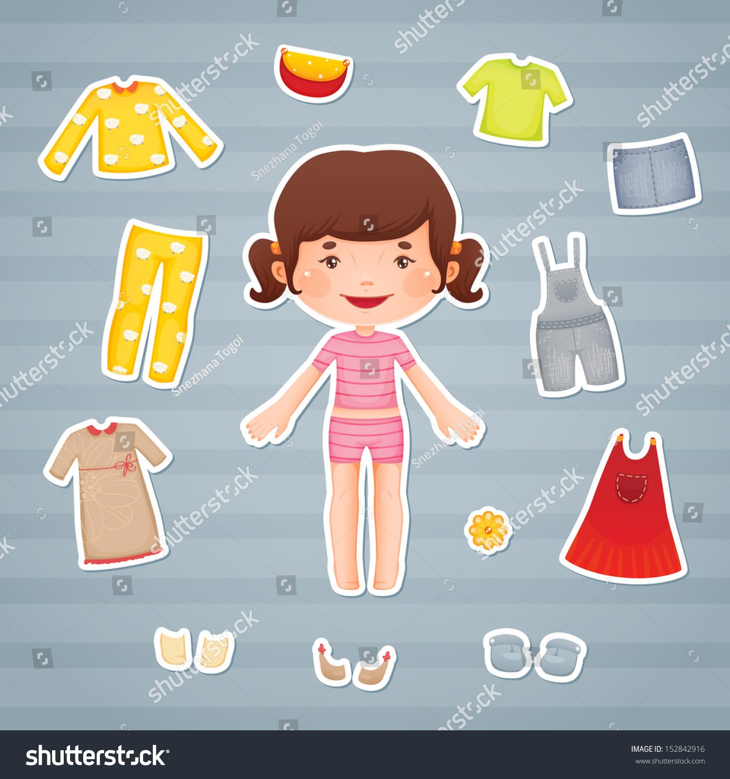 Paper Doll Little Girl Stock Vector (Royalty Free) 152842916 | Shutterstock